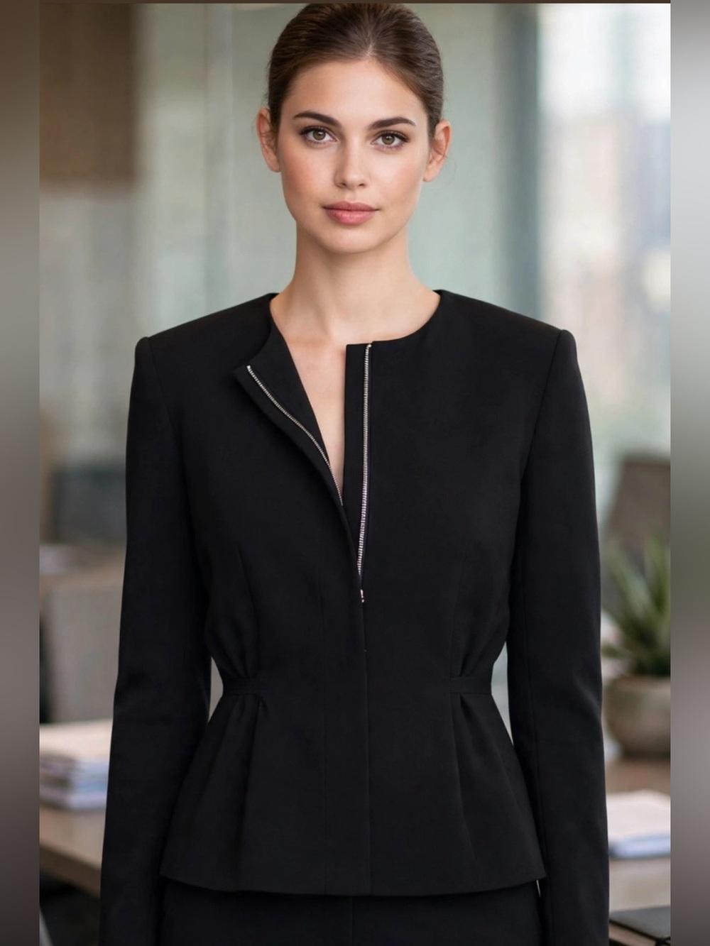 H&M Pleated Fitted Blazer